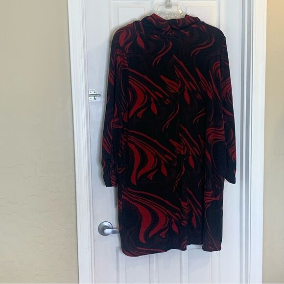 Studio Nouveau Printed Knit 3/4 Ruched Sleeve Pocket Detail Turtleneck Dress 1X - Picture 5 of 12